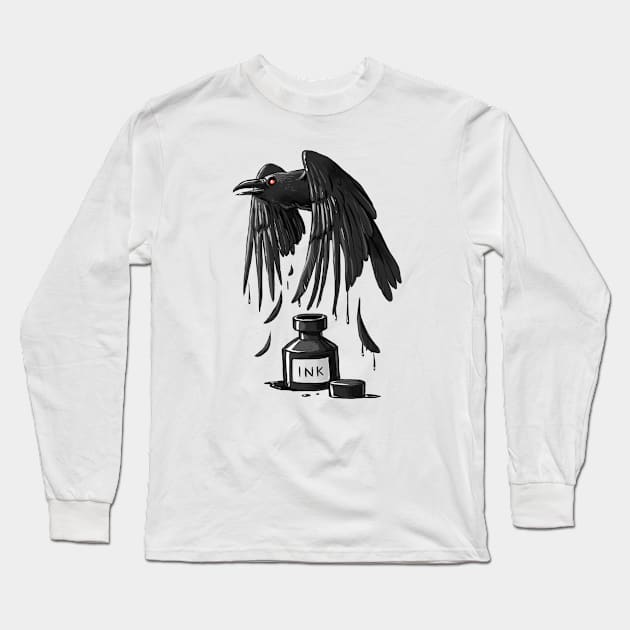 Ink Raven Long Sleeve T-Shirt by Freeminds